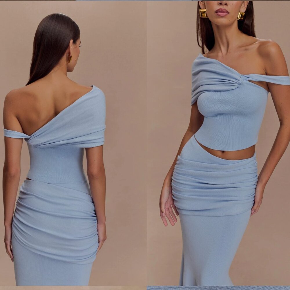 BRAND NEW. - Meshki Knit Gathered Crop Top